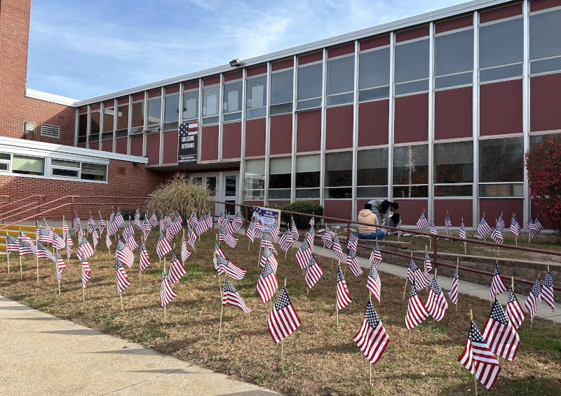 Dodd Middle School Flag Prep for Veteran's Day 2024